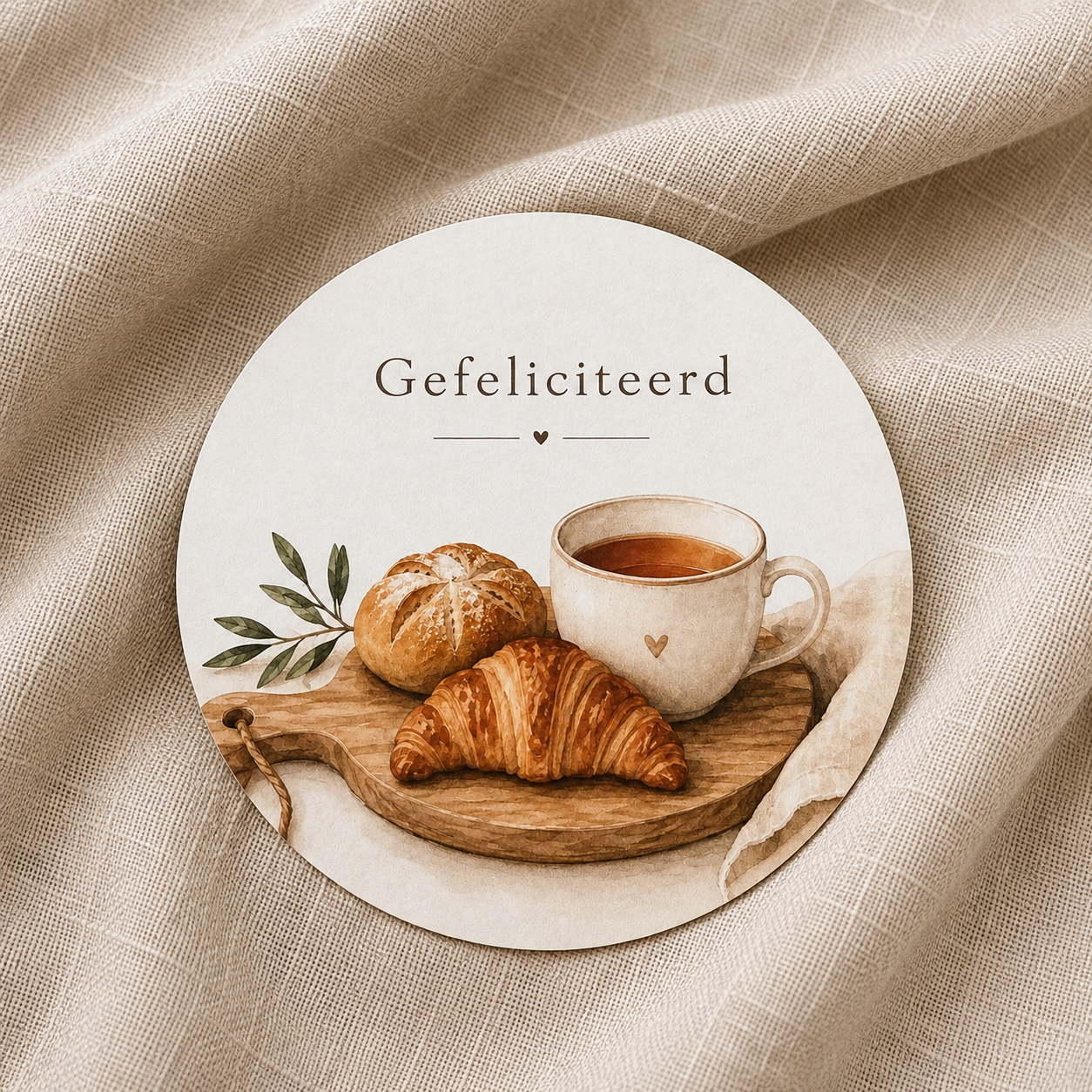 Ronde kaart gefeliciteerd ontbijtje