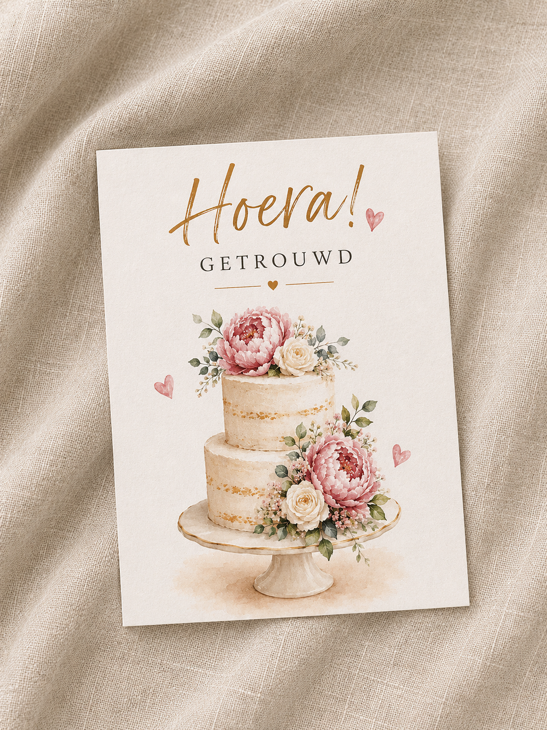 Leuke kaart hoera getrouwd taart