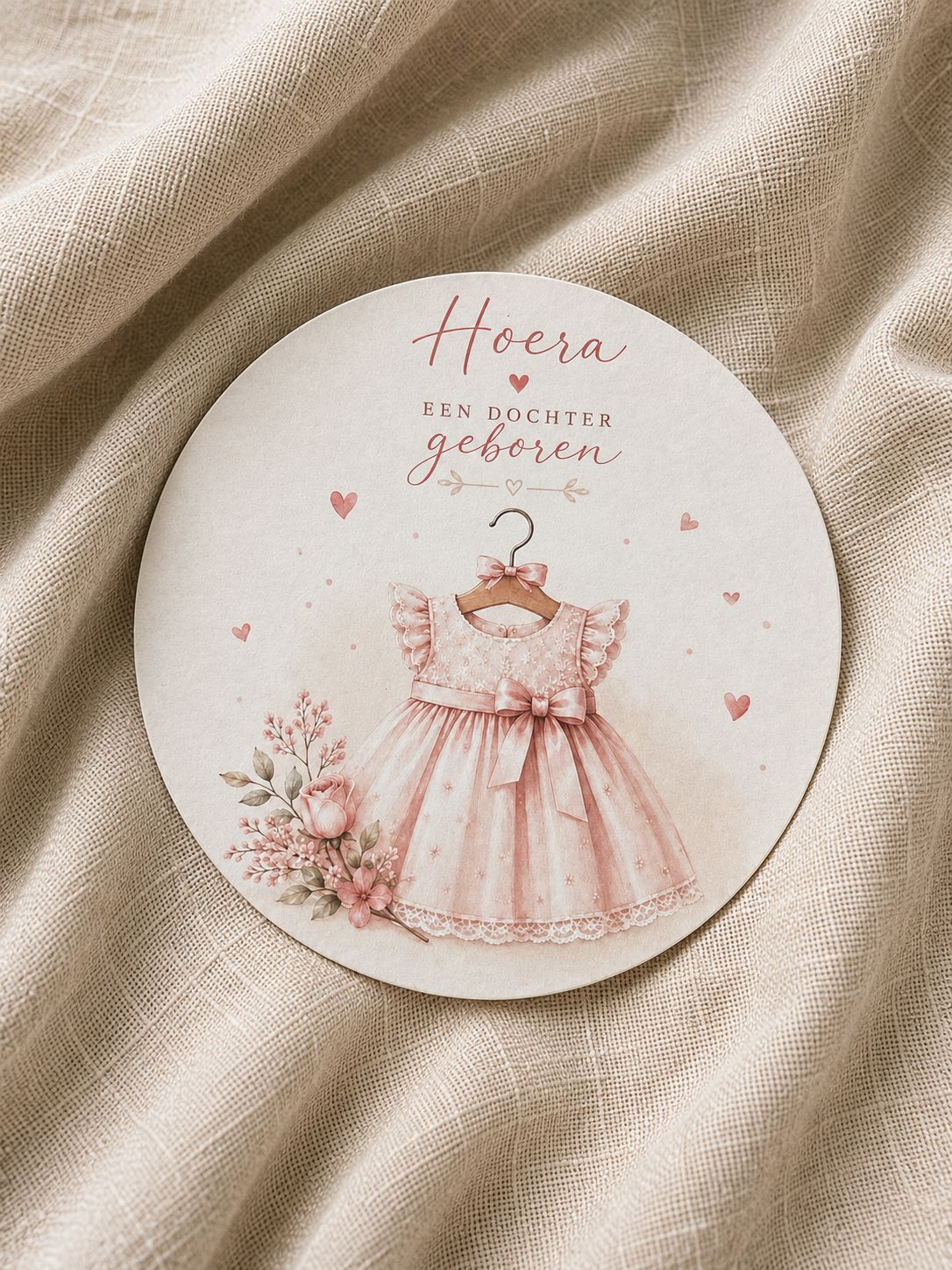 Ronde kaart hoera een meisje geboren