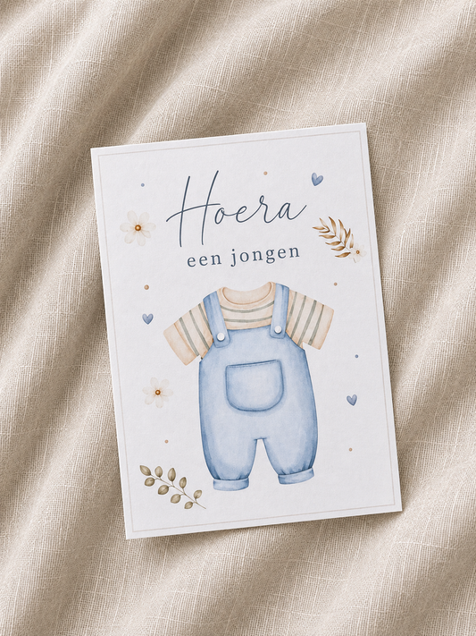 Wenskaart Hoera een jongen