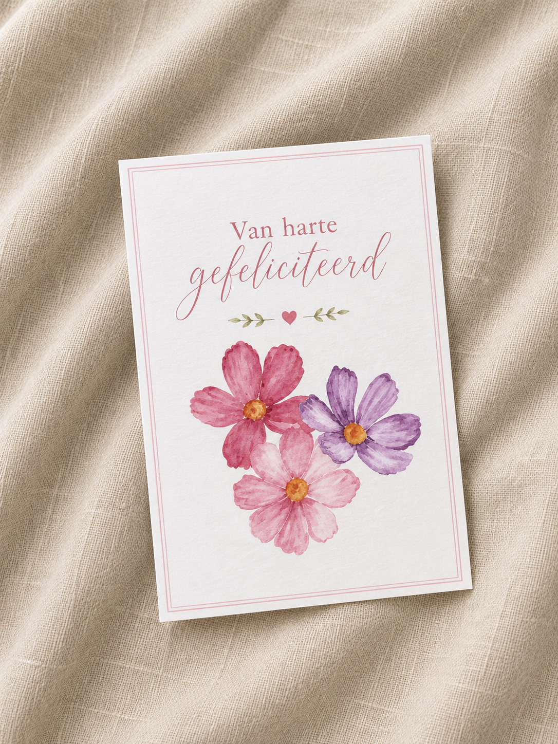 Wenskaart Van harte gefeliciteerd – bloemen