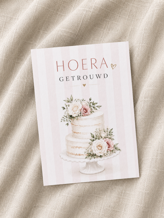 Wenskaart – Hoera, getrouwd!
