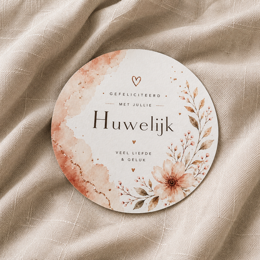 Ronde kaart huwelijk bloem
