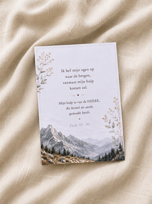 Kaart bijbeltekst Psalm 121: 1 en 2