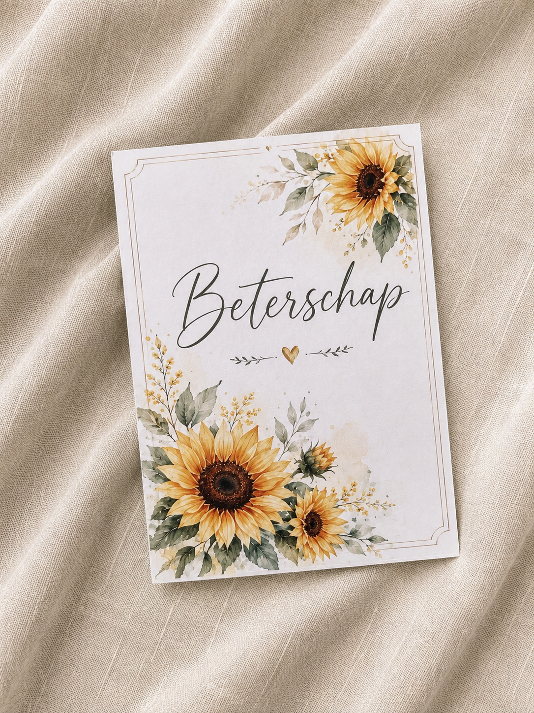 Leuke kaart beterschap zonnebloemen