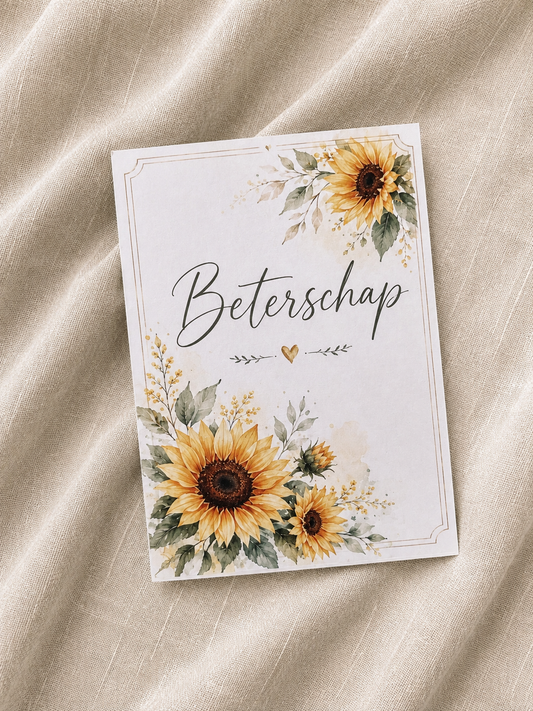 Leuke kaart beterschap zonnebloemen