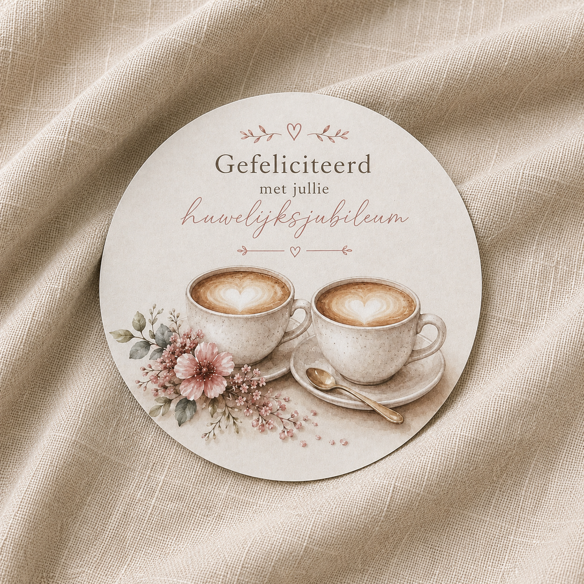 Ronde kaart huwelijksjubileum koffie