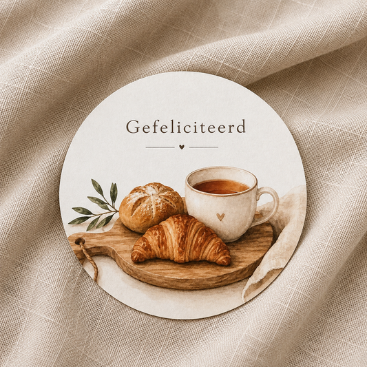 Ronde kaart gefeliciteerd ontbijtje
