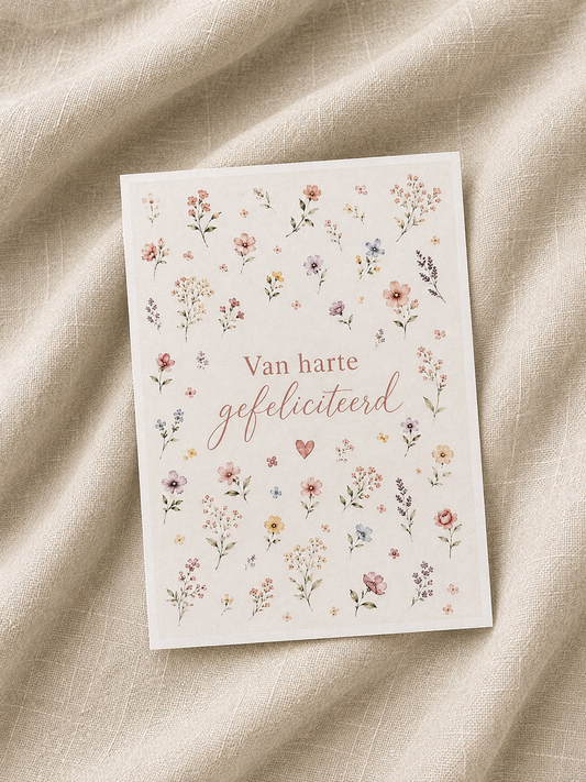 Leuke kaart gefeliciteerd kleine bloemetjes