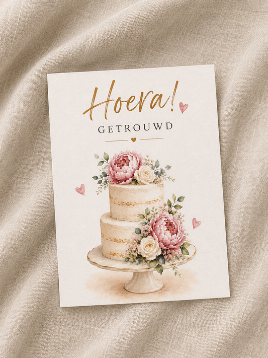 Leuke kaart hoera getrouwd taart