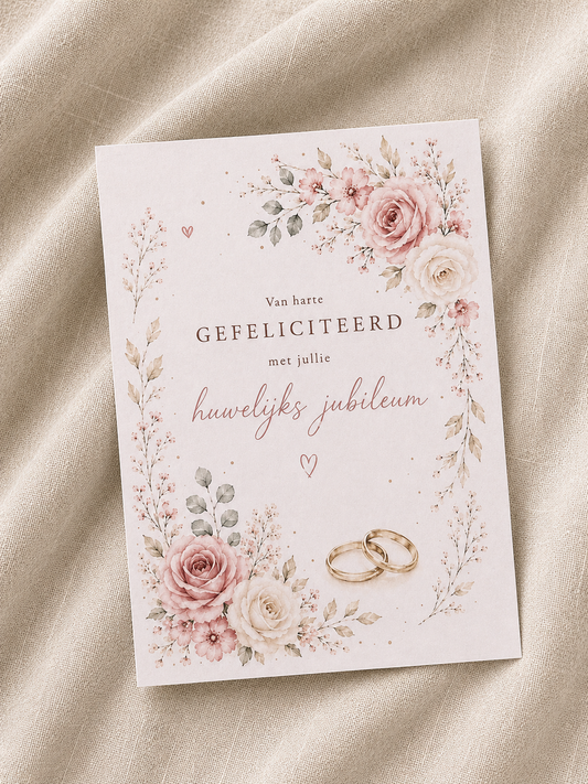Leuke kaart huwelijksjubileum ringen