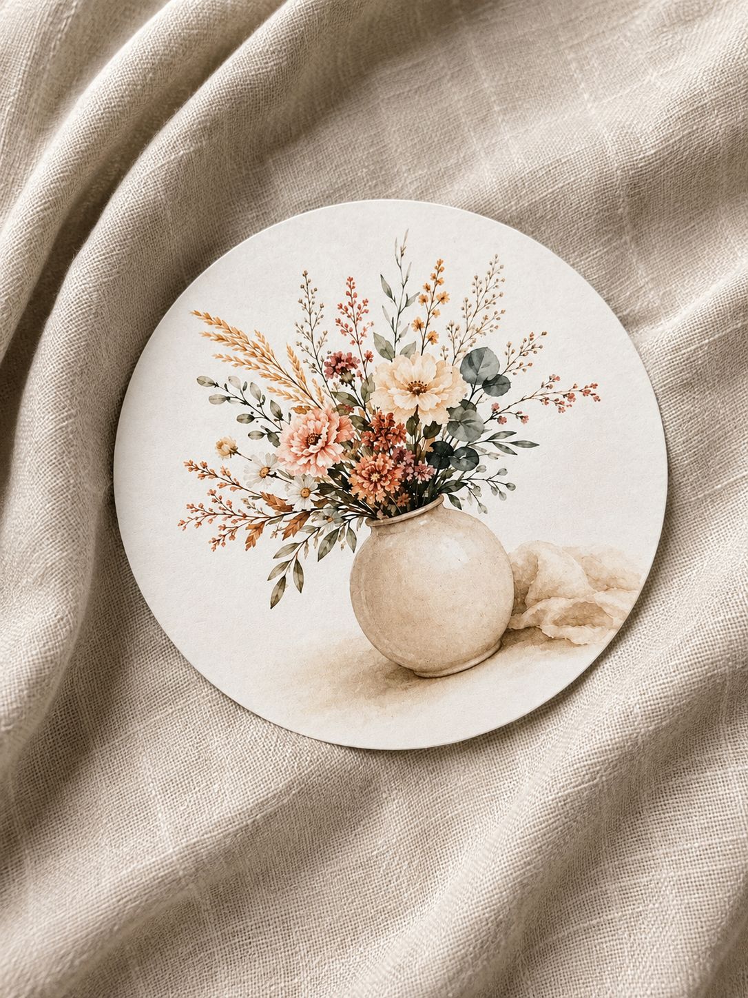 Ronde kaart blanco bloemen